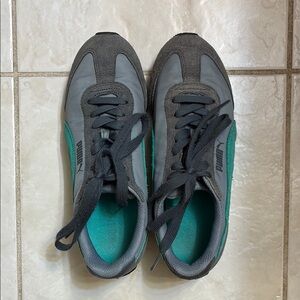 Puma Charcoal and Aqua Sneakers